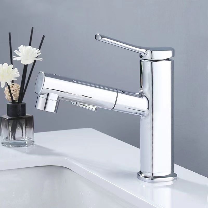 Contemporary Vessel-Faucet Pull-out Centerset Faucet with Swiveling Spout