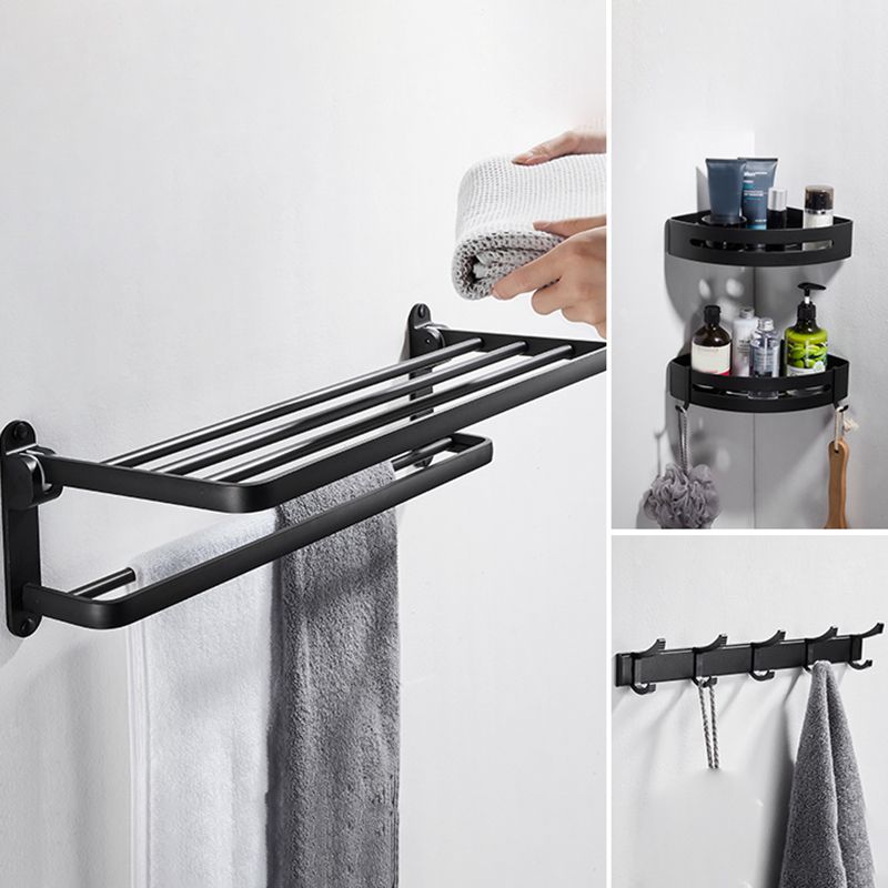 Modern Bathroom Hardware Set Matte Black Metal Bathroom Accessory Set Rust-Free