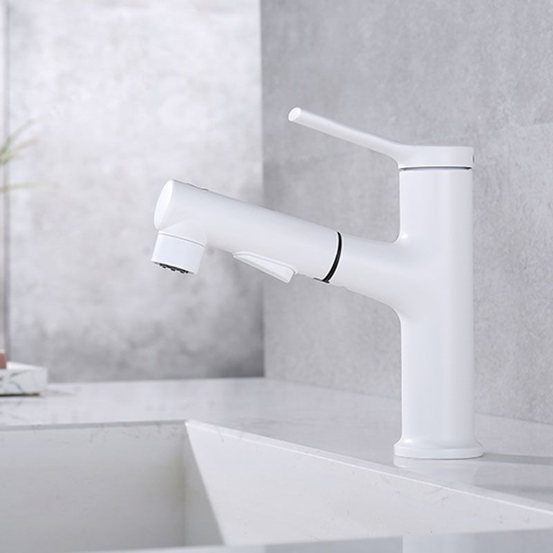 Contemporary Single Handle Faucet Retractable Sink Faucet with Lever Handle