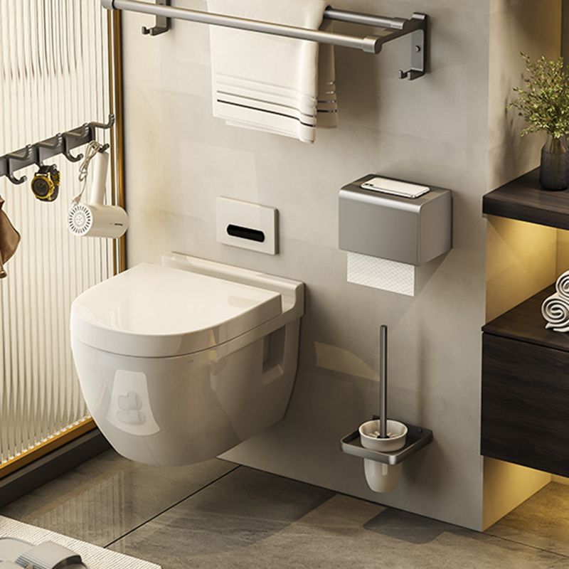 Contemporary Bathroom Accessory Set Gray Aluminum Bathroom Shelf/Towel Rack/Bathtub Hook