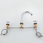Goose Neck Bathroom Basin Faucet 2 Handles Hot and Cold Water Basin Faucet with Drain