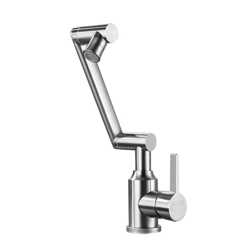 Swiveling Outlet Vessel Sink Faucet Stainless Steel Lever Handle Sink Faucet with Water Hose
