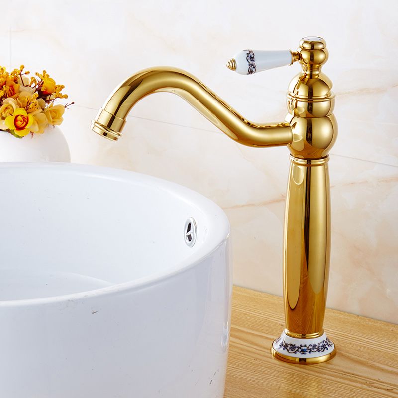 Glam Vessel Faucet Swivel Spout Lever Handle Sink Faucet