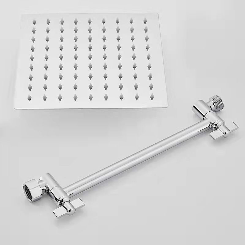 Silver Square Fixed Shower Head Modern Style Wall Mounted Shower Head