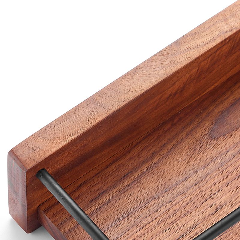 Walnut Brown Bathroom Accessory Set Metal Folding Bath Hardware Set