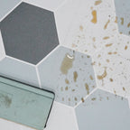 Modern vinyl floor planks peel & stick grid print PVC flooring