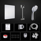 Modern Style Dual Showerhead 9-Spray Silver Wall-Mounted Showerhead