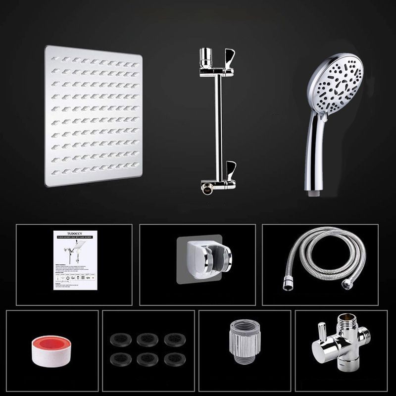 Modern Style Dual Showerhead 9-Spray Silver Wall-Mounted Showerhead