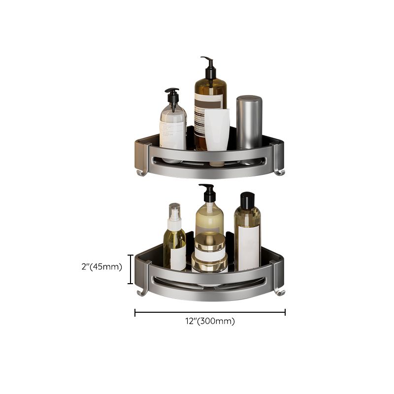 Contemporary Bathroom Accessory Set Gray Aluminum Bathroom Shelf/Towel Rack/Bathtub Hook