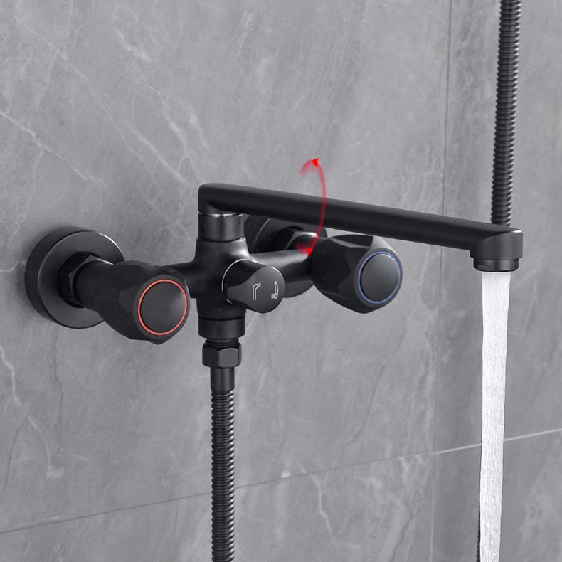 Modern Bathtub Faucet Trim Black Wall Mounted Swivel Spout with Hand Shower
