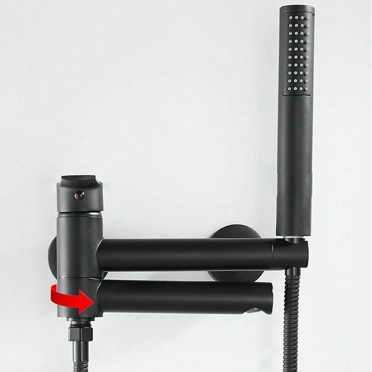 Lever Handle Bathtub Faucet Wall Mount Shower Hose Swivel Spout Bathtub Filling with Hand Shower