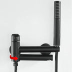 Lever Handle Bathtub Faucet Wall Mount Shower Hose Swivel Spout Bathtub Filling with Hand Shower