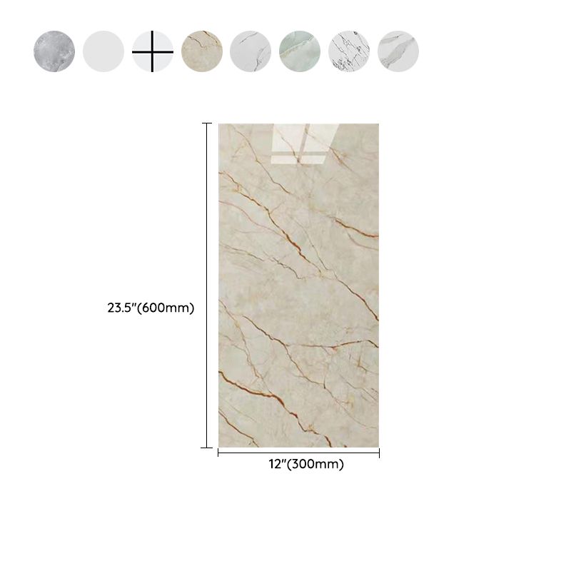 Stain Resistant Peel & Stick Tile Marble Effect Single Tile for Kitchen Backsplash