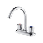 Modern Center Set Mixer Tap Chrome 2 Knob Handles Swivel Spout Basin Mixer Tap
