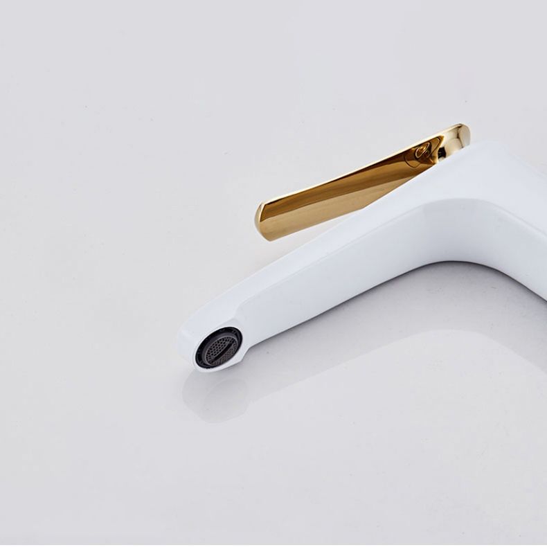 Luxury 1 Handle Sink Bathroom Faucet Round Brass Sink Faucet with Water Hose