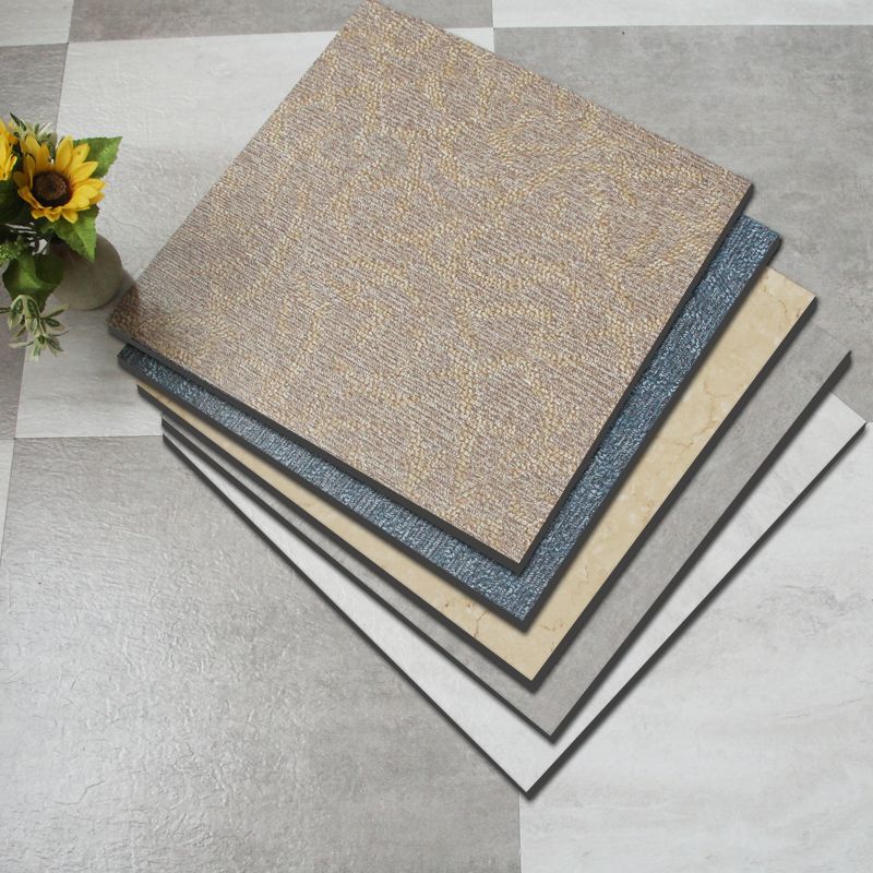 Square Plastic Floor Water-Repellent Fabric Look Peel & Stick Floor Tiles
