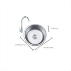 Round Single Bowl Kitchen Sink Stainless Steel Sink with Drain Strainer Set
