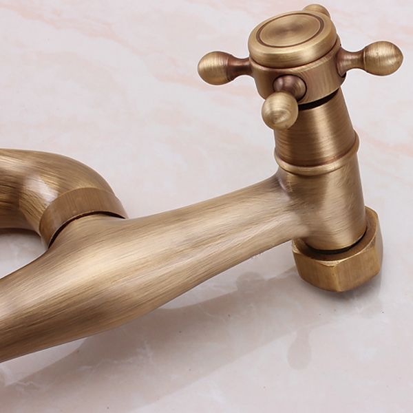 Traditional Wall-Mounted Metal Bathtub Filler Double Handles Waterfall Bathtub Faucet Trim