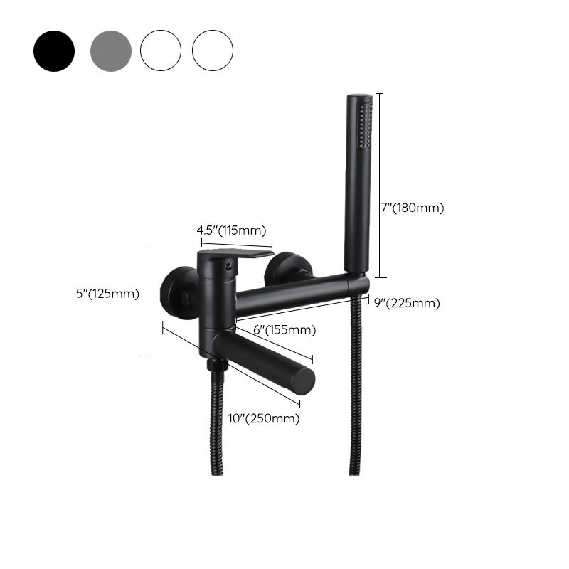 Lever Handle Bathtub Faucet Wall Mount Shower Hose Swivel Spout Bathtub Filling with Hand Shower
