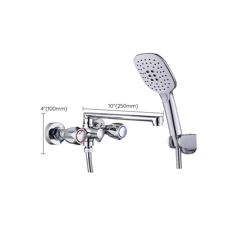 Contemporary Bathtub Faucet Trim Chrome Wall-Mounted Swivel Spout with Hand Shower