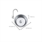 Round Single Bowl Kitchen Sink Stainless Steel Sink with Drain Strainer Set