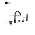Contemporary Bathroom Faucet Deck Mount Copper Low Arc Swivel Roman Bathtub Faucet Set