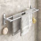 Chrome/Black Classic Bathroom Accessory Set Modern Bath Shelf/Towel Bar & Paper Holder