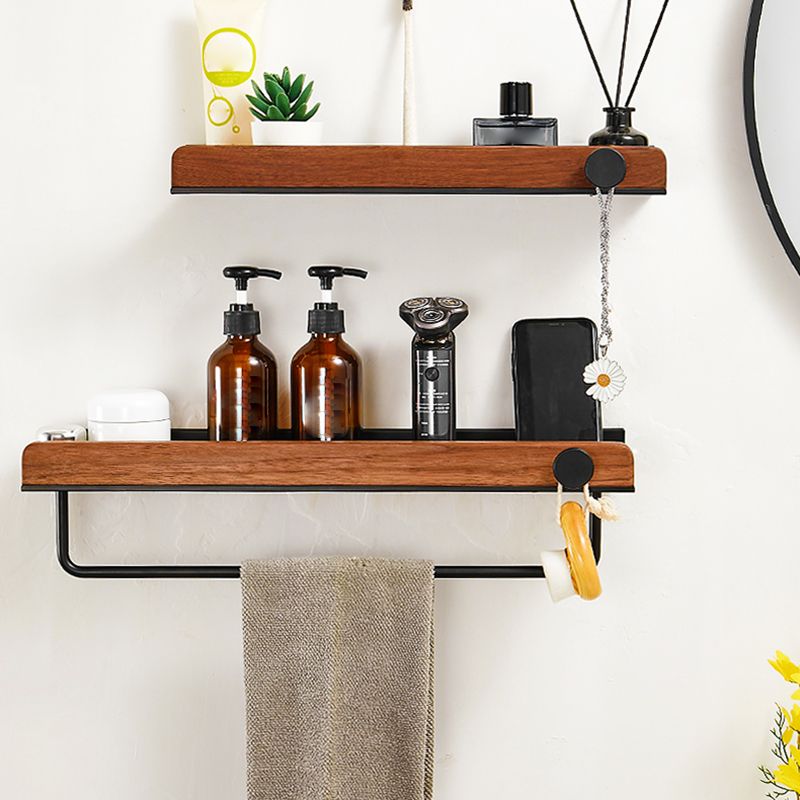 Walnut Brown Bathroom Accessory Set Metal Folding Bath Hardware Set