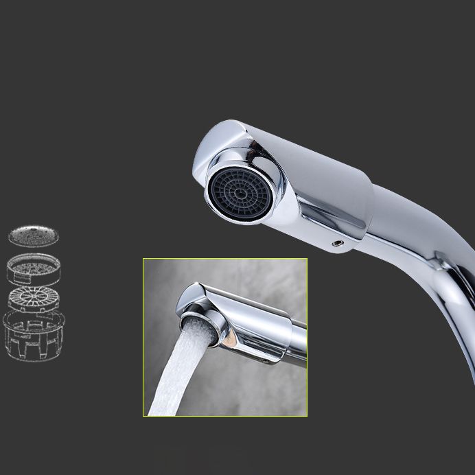 Chrome Round Washbasin Faucet with Swivel Spout for the Bathroom