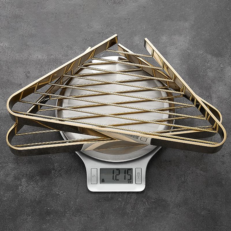 2-piece modern bathroom accessory set, polished chrome/gold, bathroom shelf