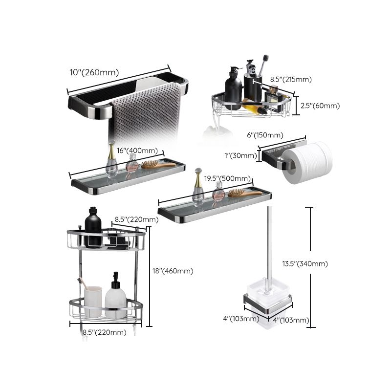 5-piece modern bathroom accessories as single item or in set Polished chrome bathroom set
