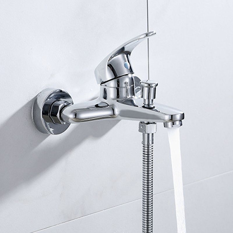 Modern Silver Bathtub Spout Single-Hole and Two-Hole Installation Faucet