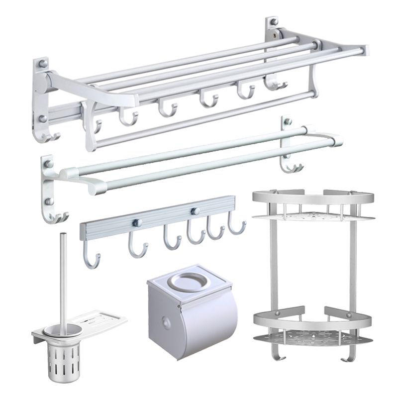 Silver Contemporary Bathroom Hardware Set Stainless Steel Aluminum Bathroom Set