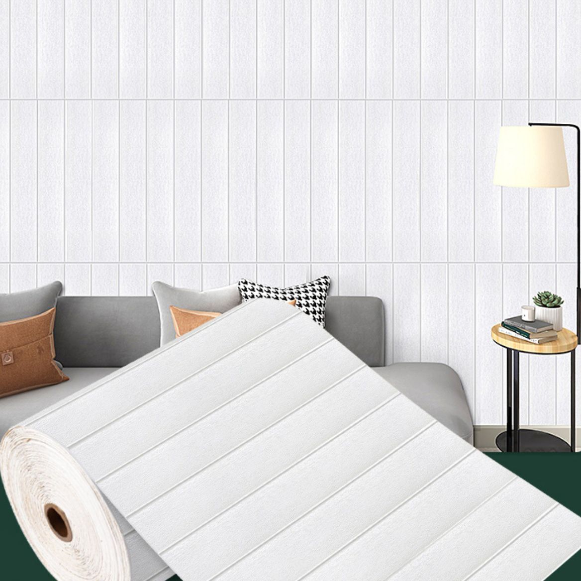 Modern Pearl Wainscoting PVC Wall Access Panel Peel and Stick Foam Trim