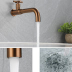 Contemporary Vessel Water Faucet Stainless Steel Cross Handles Wall Mounted Bathroom Faucet