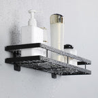 2-piece bathroom shelf made of matte black metal bathroom hardware set