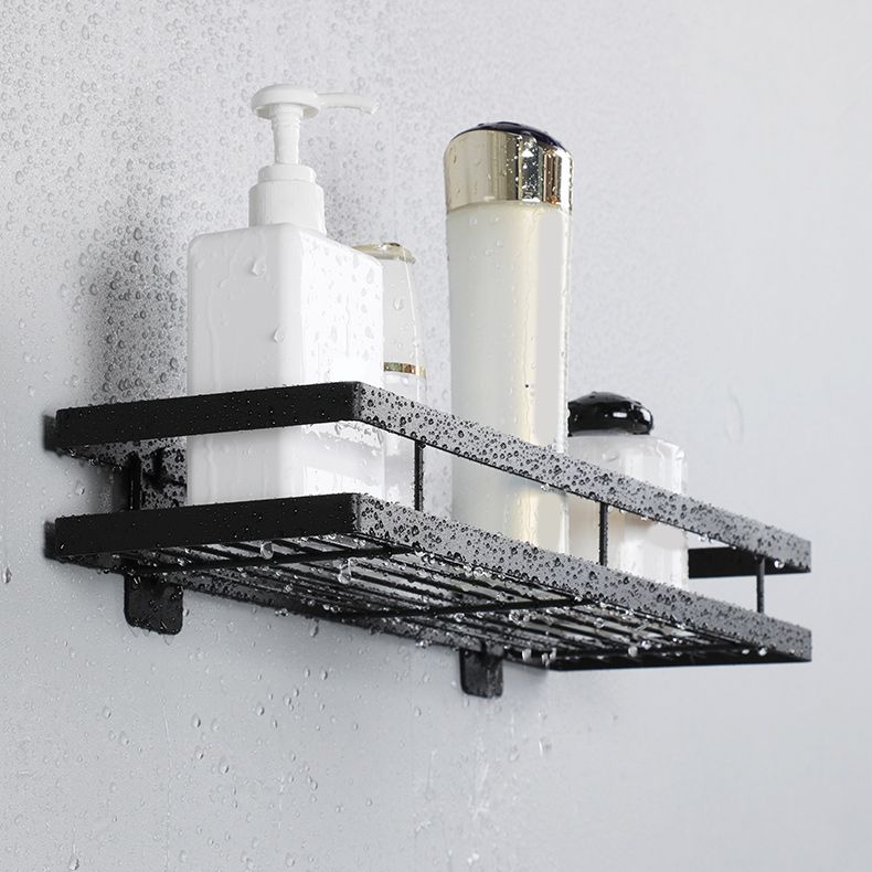 2-piece bathroom shelf made of matte black metal bathroom hardware set