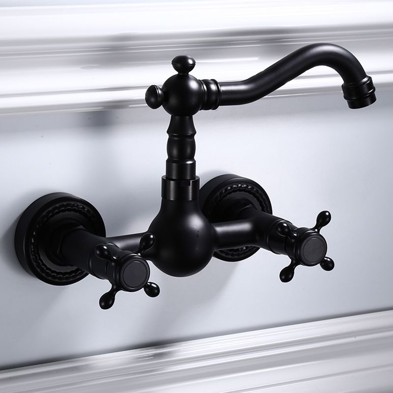 Traditional Wall Mounted Metal Bathtub Filler Low Arc Waterfall Bathroom Faucet