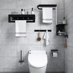 Black 6-piece Bathroom Accessory Set Modern Shower Curtain Rod / Bathrobe Hooks and Towel Bar