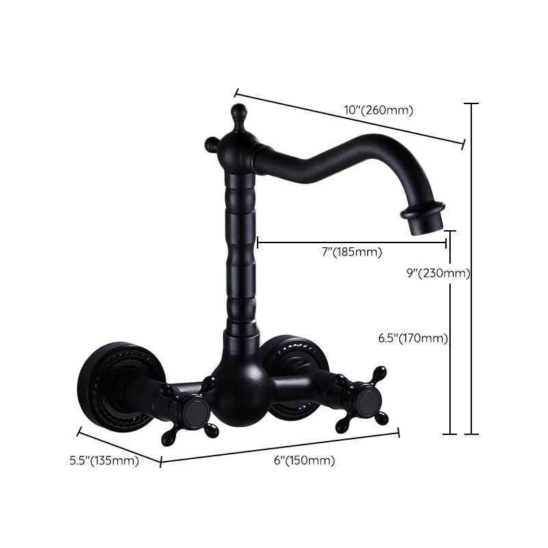 Traditional Wall Mounted Metal Bathtub Filler Low Arc Waterfall Bathroom Faucet