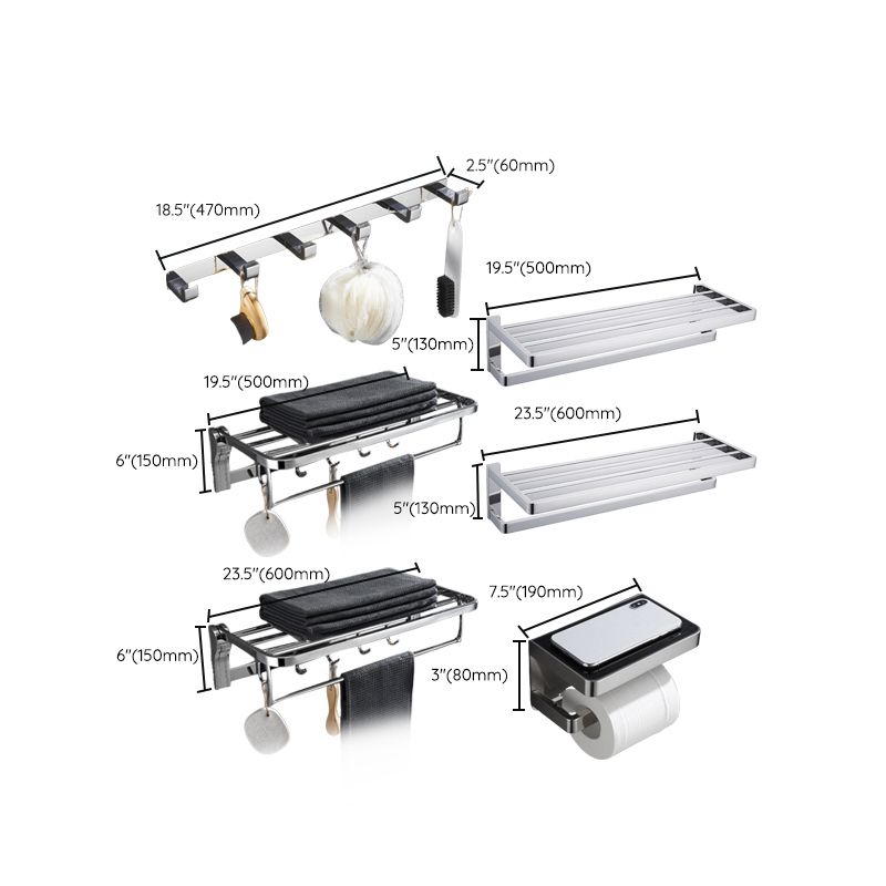 5-piece modern bathroom accessories as single item or in set Polished chrome bathroom set
