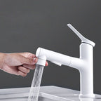Pull-out simple bathroom sink tap 1 hole single lever faucet
