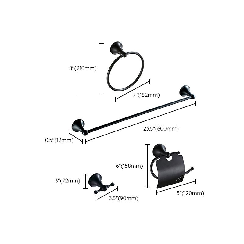 Metal Bathroom Set 4-piece Traditional Style Black Bathroom Accessory Set