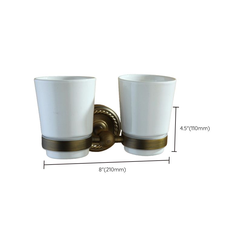 Worn Brass Traditional Bathroom Set with Bath Shelf/Paper Holder & Towel Bar