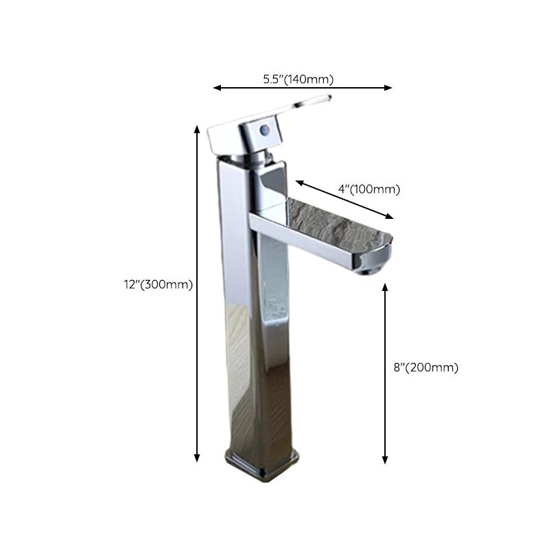 Cubic Chrome Bathroom Faucet Low Arc Single Lever Basin Faucet
