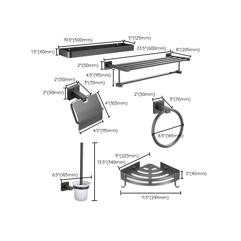 Modern Bathroom Accessories Hardware Set Gray Bathroom Hardware Set