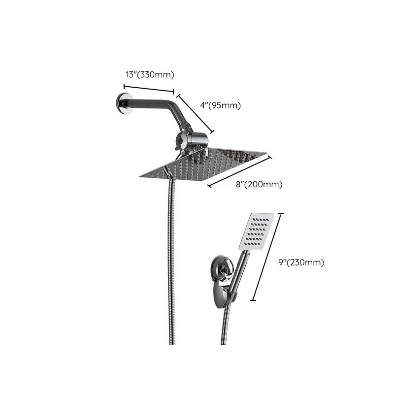 Silver Square Double Shower Head Modern Water Filtration Wall Mounted Shower Head
