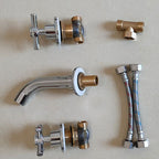 Modern bathroom faucet wall-mounted cross handles low arc faucet