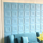 Glam peel and stick wall covering made of foam with 3D embossed panel