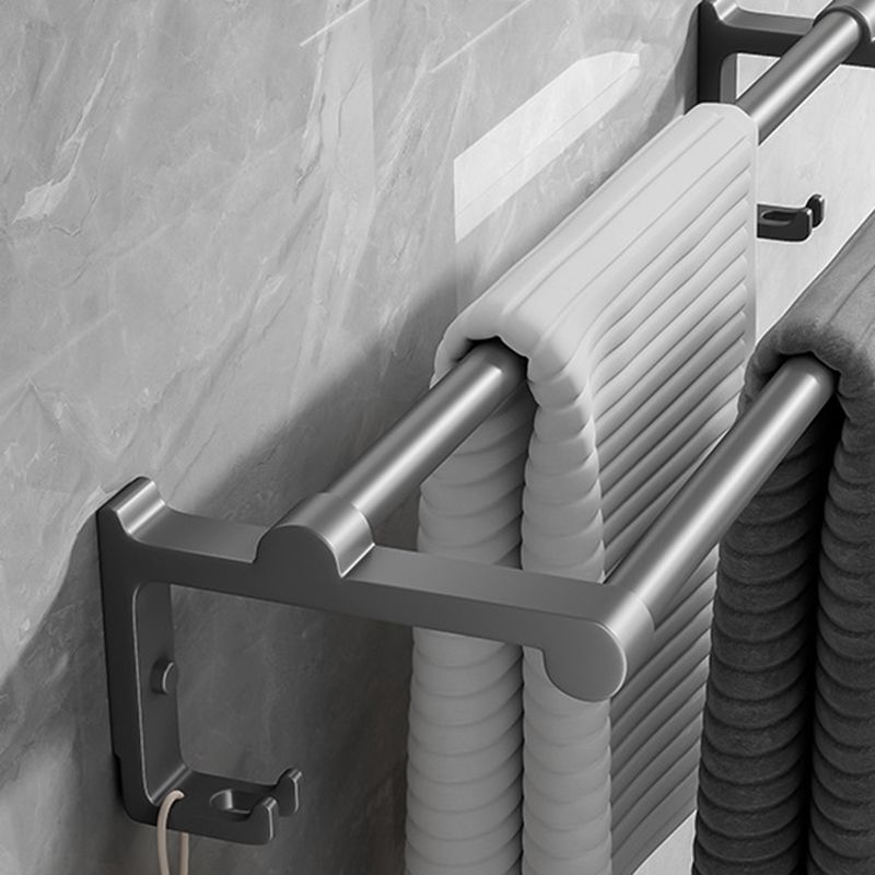 Contemporary Bathroom Accessory Set Gray Aluminum Bathroom Shelf/Towel Rack/Bathtub Hook